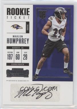 2017 Panini Contenders - [Base] #103 - Rookie Ticket - Marlon Humphrey