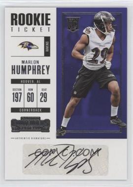 2017 Panini Contenders - [Base] #103 - Rookie Ticket - Marlon Humphrey