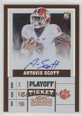 2017 Panini Contenders Draft Picks - [Base] - Playoff Ticket #125.1 - College Ticket - Artavis Scott (White Jersey, "When he wasn't speeding…") /15