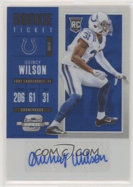 2017 Panini Contenders Optic - [Base] - Blue #150 - Rookie Ticket Autograph - Quincy Wilson /25