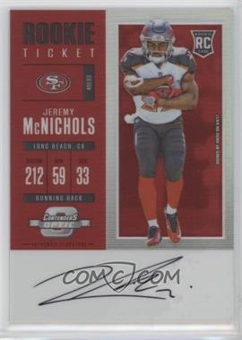 2017 Panini Contenders Optic - [Base] - Red #119 - Rookie Ticket RPS Autograph - Jeremy McNichols /75