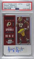 Rookie Ticket Autograph - Jeremy Sprinkle [PSA 9 MINT] #/75