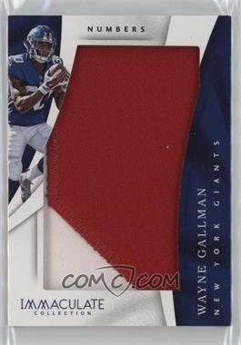 2017 Panini Immaculate Collection - Immaculate Patches - Numbers #IM-WG - Wayne Gallman /25