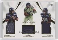 Amara Darboh, Russell Wilson, Thomas Rawls #/15