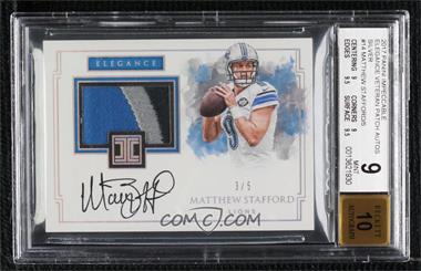 2017 Panini Impeccable - Elegance Veteran Patch Autos - Silver #EVP-MS - Matthew Stafford /5 [BGS 9 MINT]