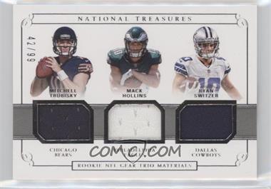 2017 Panini National Treasures - Rookie NFL Gear Trio Materials #6 - Mitchell Trubisky, Mack Hollins, Ryan Switzer /99