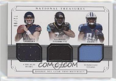 2017 Panini National Treasures - Rookie NFL Gear Trio Materials #9 - Mitchell Trubisky, Leonard Fournette, Corey Davis /99