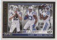 Andrew Luck, Frank Gore, T.Y. Hilton #/25