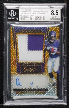 2017 Panini Select - Prime Selections Signatures - Gold Prizm Jersey Number #NP-DC - Dalvin Cook /10 [BGS 8.5 NM‑MT+]