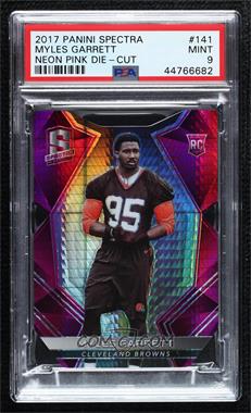 2017 Panini Spectra - [Base] - Neon Pink Prizm Die-Cut #141 - Rookies - Myles Garrett /10 [PSA 9 MINT]