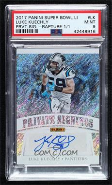 2017 Panini Super Bowl LI - Private Signings - Rapture #LK - Luke Kuechly /1 [PSA 9 MINT]