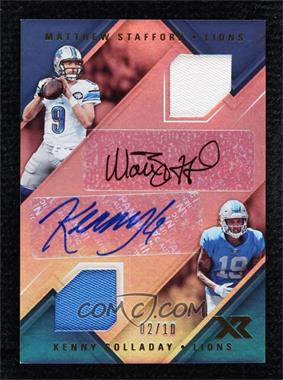 2017 Panini XR - Dual Autographed Swatches #DAS-MK - Matthew Stafford, Kenny Golladay /10