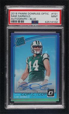 2018 Donruss Optic - [Base] - Autographs Blue #151 - Rated Rookie - Sam Darnold /75 [PSA 9 MINT]