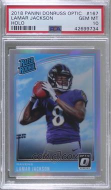 2018 Donruss Optic - [Base] - Holo #167 - Rated Rookie - Lamar Jackson [PSA 10 GEM MT]