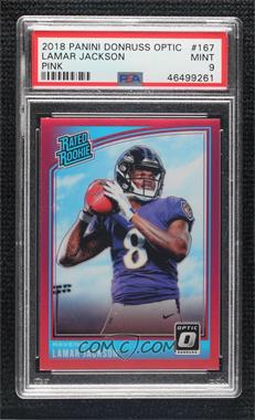 2018 Donruss Optic - [Base] - Pink #167 - Rated Rookie - Lamar Jackson [PSA 9 MINT]