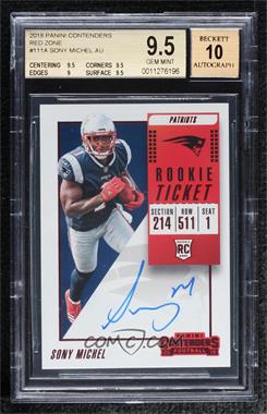 2018 Panini Contenders - [Base] - Red Zone #111.1 - Rookie Ticket RPS - Sony Michel [BGS 9.5 GEM MINT]