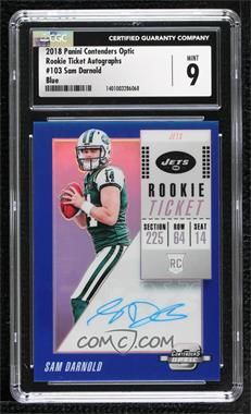 2018 Panini Contenders Optic - [Base] - Blue #103 - Rookie Ticket RPS Autographs - Sam Darnold /15 [CGC 9 Mint]