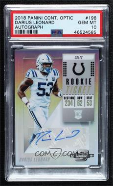 2018 Panini Contenders Optic - [Base] #198 - Rookie Ticket Autographs - Darius Leonard [PSA 10 GEM MT]