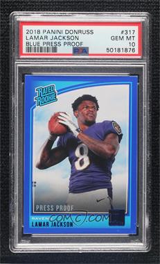 2018 Panini Donruss - [Base] - Press Proof Blue #317 - Rated Rookie - Lamar Jackson [PSA 10 GEM MT]