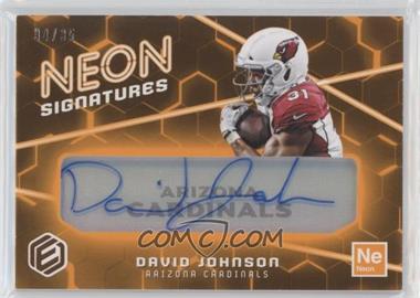 2018 Panini Elements - Neon Signatures Tier 1 - Orange #NS1-DJ - David Johnson /35