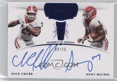 2018 Panini Flawless Collegiate - Dual Signatures - Sapphire #8 - Nick Chubb, Sony Michel /15