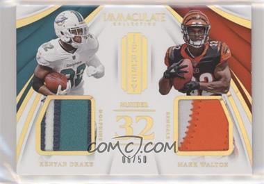 2018 Panini Immaculate Collection - Immaculate Dual Jersey Numbers #DJ-21 - Kenyan Drake, Mark Walton /50