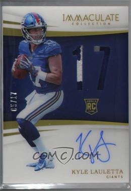 2018 Panini Immaculate Collection - Immaculate Numbers Rookie Patch Autographs #IN-KL - Kyle Lauletta /17 [Noted]