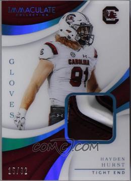 2018 Panini Immaculate Collection Collegiate - Immaculate Gloves - Prime #34 - Hayden Hurst /32