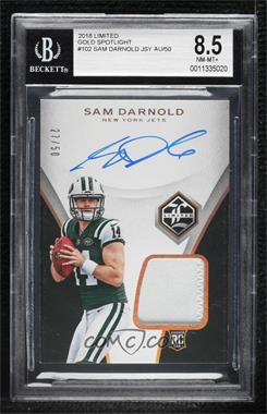 2018 Panini Limited - [Base] - Gold Spotlight #102 - Rookie Patch Autograph - Sam Darnold /50 [BGS 8.5 NM‑MT+]