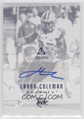 2018 Panini Luminance - Rookie Ink - Blue #RI-LAC - Lavon Coleman /75