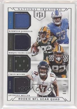 2018 Panini National Treasures - Rookie NFL Gear Quad Materials #GQM-11 - Kerryon Johnson, Marquez Valdes-Scantling, J'Mon Moore, Anthony Miller /99