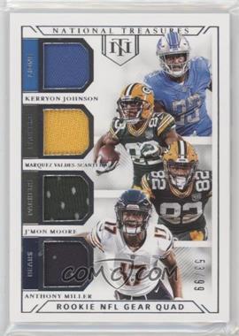 2018 Panini National Treasures - Rookie NFL Gear Quad Materials #GQM-11 - Kerryon Johnson, Marquez Valdes-Scantling, J'Mon Moore, Anthony Miller /99