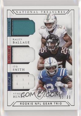 2018 Panini National Treasures - Rookie NFL Gear Trio Materials #GTM-15 - Kalen Ballage, Ito Smith, Nyheim Hines /99