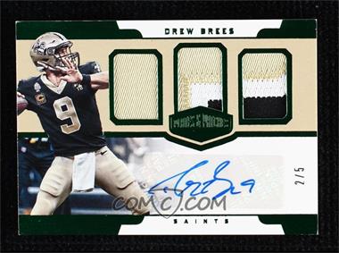 2018 Panini Plates & Patches - Patch Trio - Autographs #PT-DB - Drew Brees /5 [EX to NM]