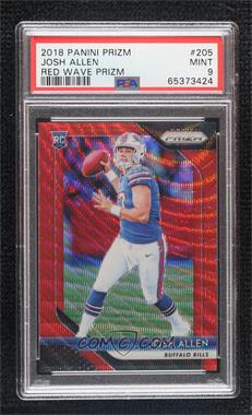 2018 Panini Prizm - [Base] - Red Wave Prizm #205 - Rookie - Josh Allen /149 [PSA 9 MINT]