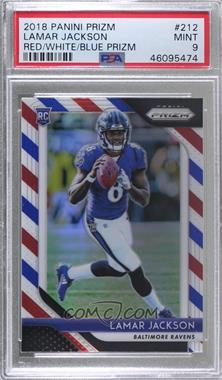 2018 Panini Prizm - [Base] - Red White & Blue Prizm #212 - Rookie - Lamar Jackson [PSA 9 MINT]