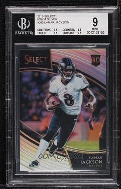 2018 Panini Select - [Base] - Silver Prizm #205 - Field Level - Lamar Jackson [BGS 9 MINT]