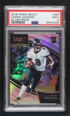 2018 Panini Select - [Base] - Silver Prizm #205 - Field Level - Lamar Jackson [PSA 9 MINT]