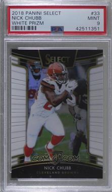 2018 Panini Select - [Base] - White Prizm #33 - Concourse - Nick Chubb /75 [PSA 9 MINT]