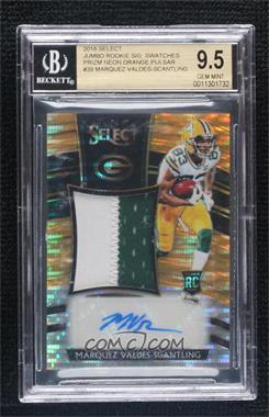 2018 Panini Select - Jumbo Rookie Signature Swatches - Neon Orange Pulsar Prizm #JM-MV - Marquez Valdes-Scantling /23 [BGS 9.5 GEM MINT]