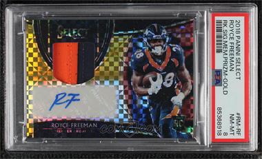 2018 Panini Select - Rookie Signature Memorabilia - Gold Prizm #RM-RF - Royce Freeman /10 [PSA 8 NM‑MT]