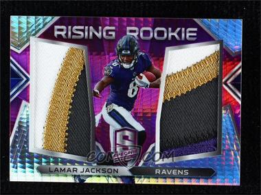 2018 Panini Spectra - Rising Rookie Materials - Neon Pink Prizm #15 - Lamar Jackson /15