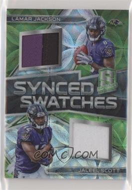 2018 Panini Spectra - Synced Swatches - Neon Green Prizm #6 - Lamar Jackson, Jaleel Scott /50