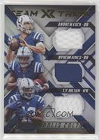 Andrew Luck, Nyheim Hines, T.Y. Hilton #/99