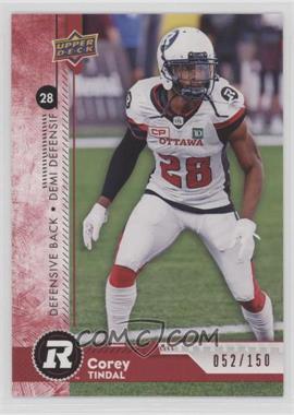 2018 Upper Deck CFL - [Base] - Red #140 - Corey Tindal /150