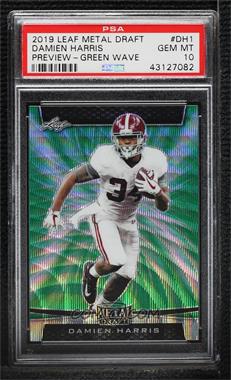 2019 Leaf Metal Draft Preview - [Base] - Green Wave #BP-DH1.1 - Damien Harris /3 [PSA 10 GEM MT]