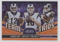 Brandin Cooks, Jared Goff, Todd Gurley II #/75