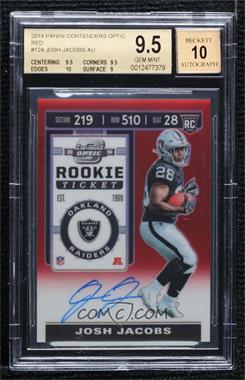 2019 Panini Contenders Optic - [Base] - Red #124 - Rookie Ticket - Josh Jacobs /199 [BGS 9.5 GEM MINT]