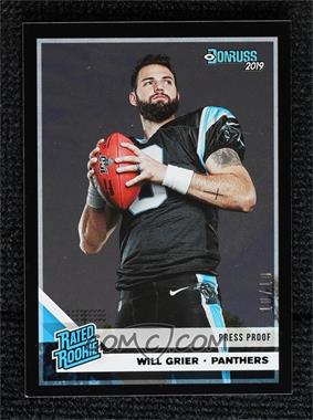 2019 Panini Donruss - [Base] - Press Proof Black #305 - Rated Rookie - Will Grier /10