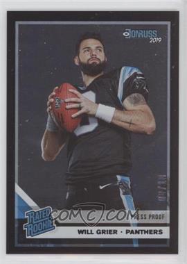 2019 Panini Donruss - [Base] - Press Proof Black #305 - Rated Rookie - Will Grier /10